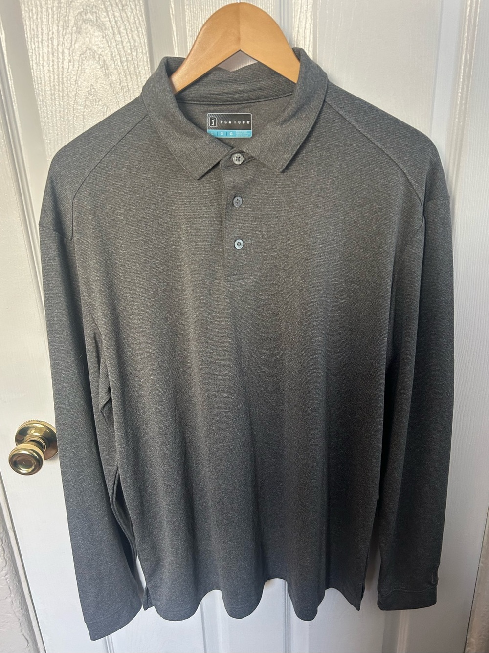 PGA Tour Dark Gray Long-Sleeve Polo